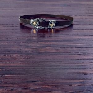Preloved Womens size Med Brighton Silver and Two tone Heart buckle Belt